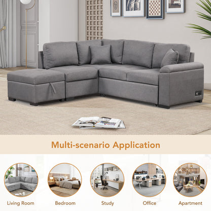Kwame Sleeper Sectional Sofa - Dark Gray