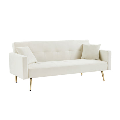 Fuco Convertible Velvet Sofa Bed - Cream White