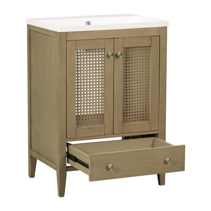 Rattan 24" Bathroom Vanity with Ceramic Basin