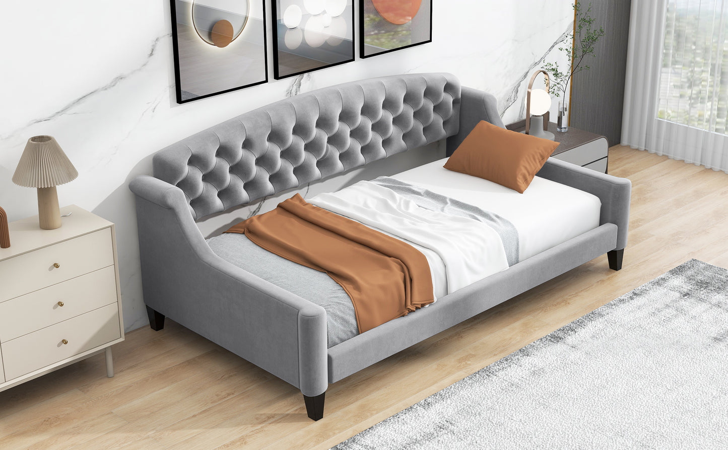 AF Luxury Tufted Button Twin Size Daybed - Gray