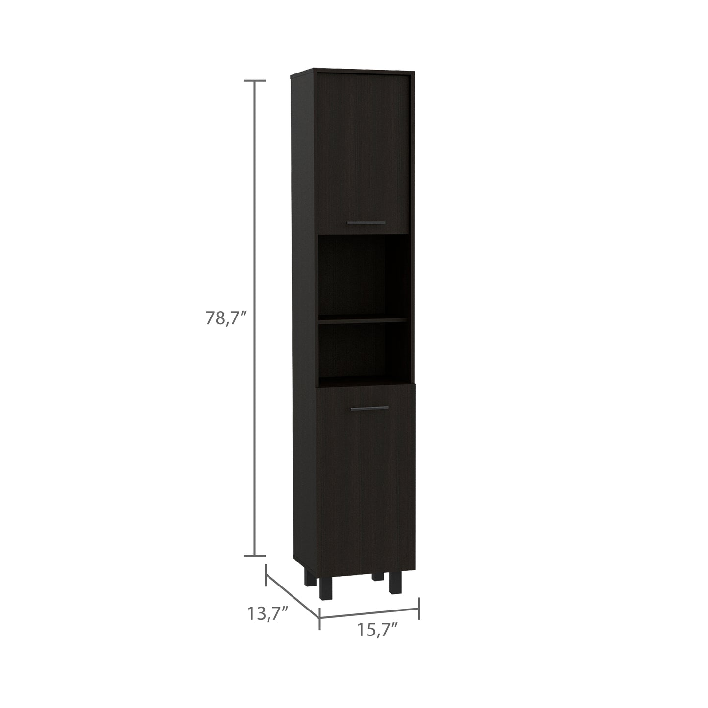 Fota 2-Shelf Rectangle Pantry Cabinet - Black