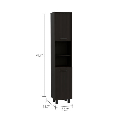 Fota 2-Shelf Rectangle Pantry Cabinet - Black