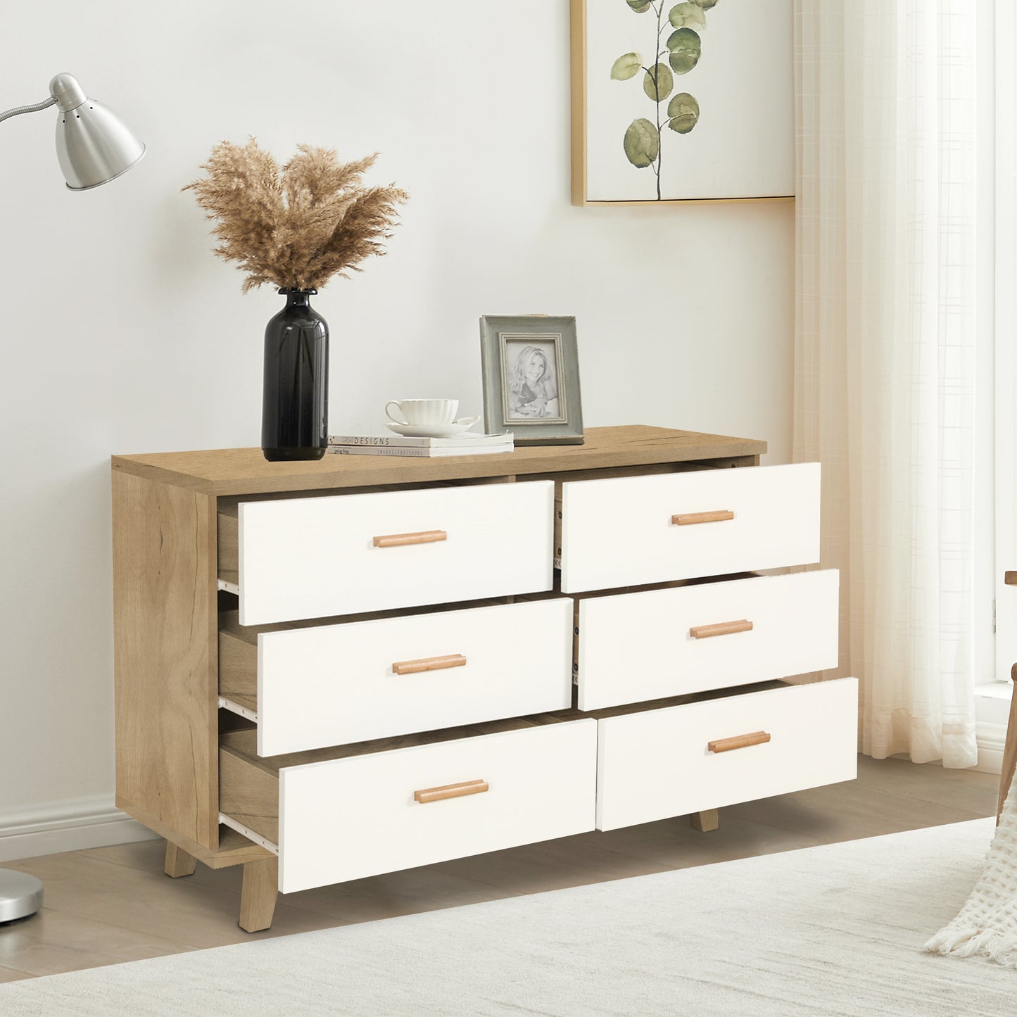 Olson Drawer Dresser Cabinet - White Oak