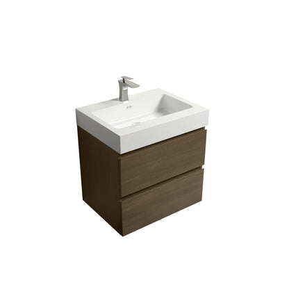 Bathroom Floating Vanity with Sink - Dark Oak
