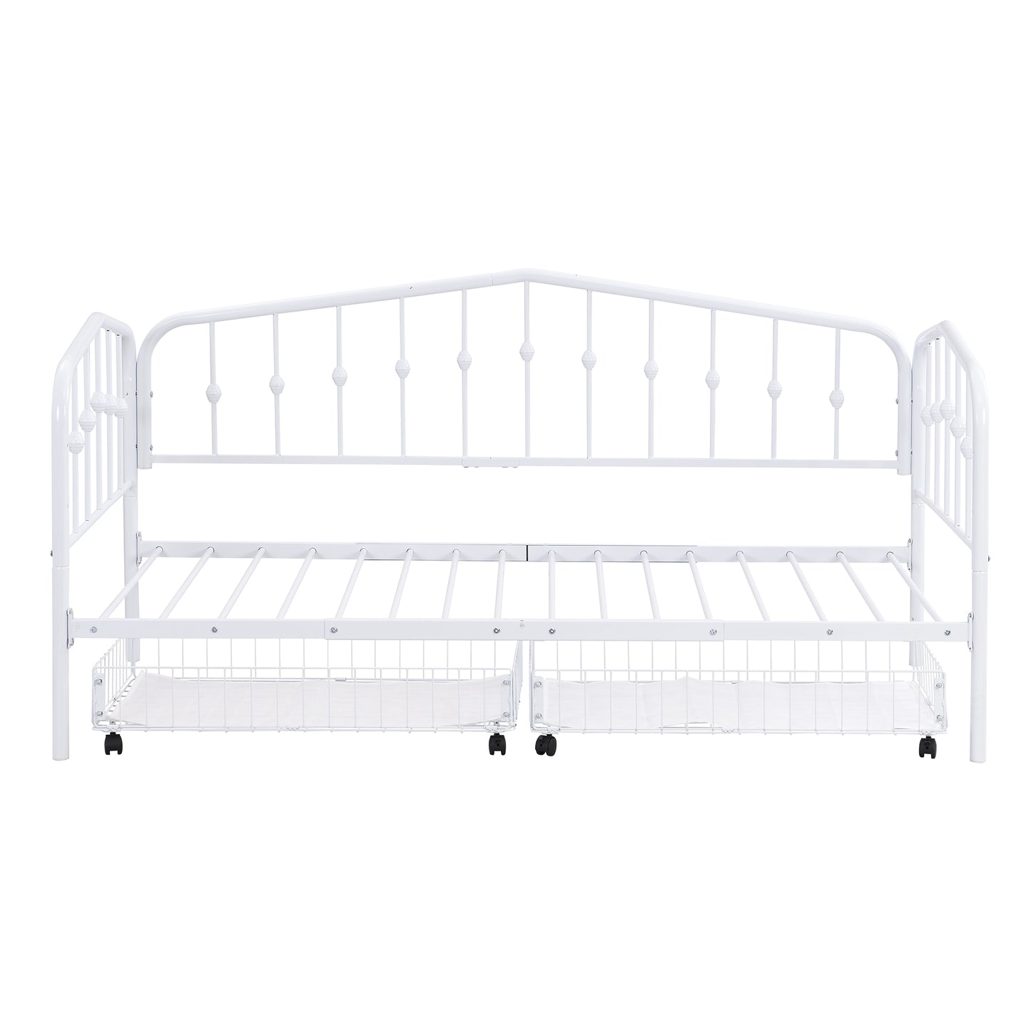 Zee Twin Size Metal Daybed with 2 Drawers - White