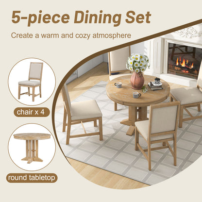 Alba 5pc Dining Set Extendable Table 4x Side Chairs - Natural