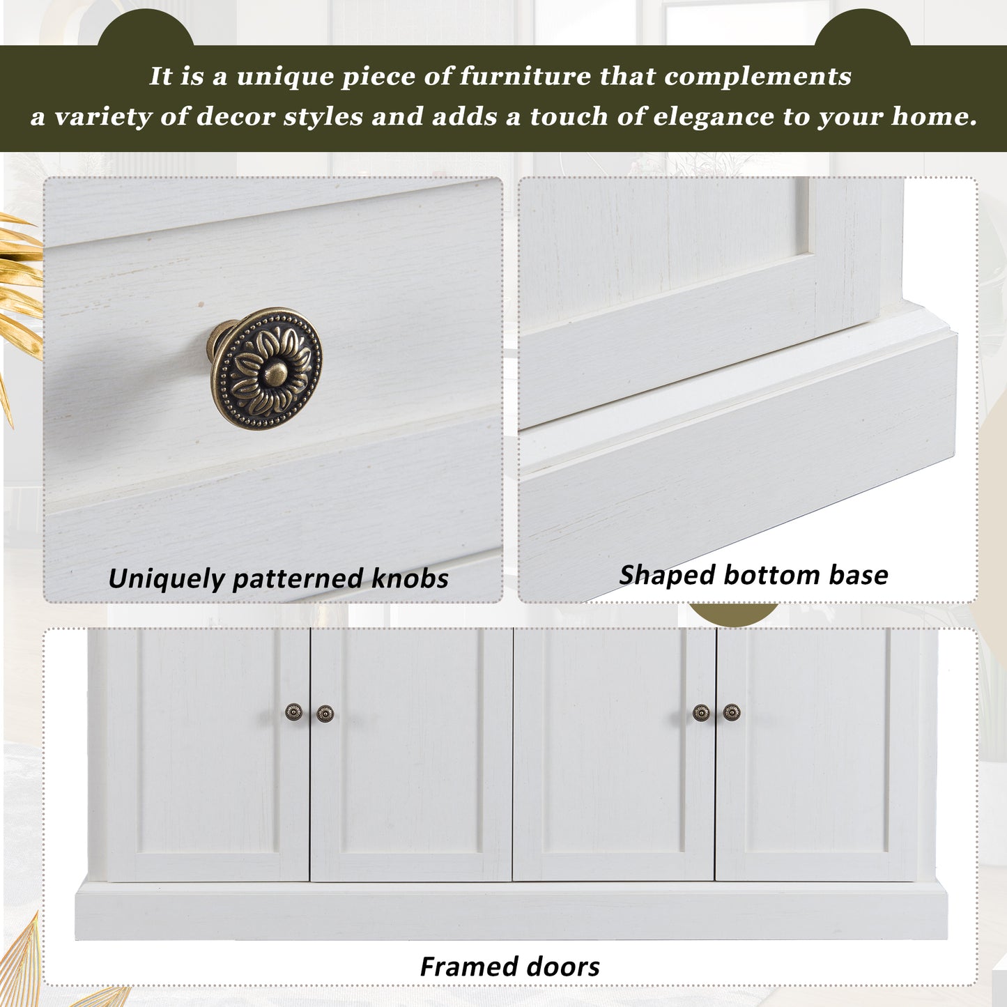 Houston 4-Door Sideboard Buffet - Antique White