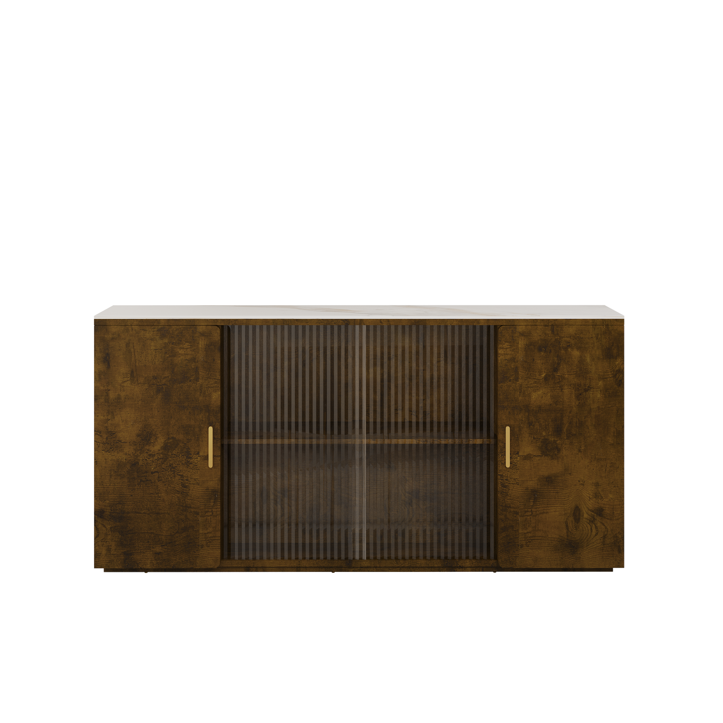 Asiya Wooden Side Cabinets with Glass Doors - White