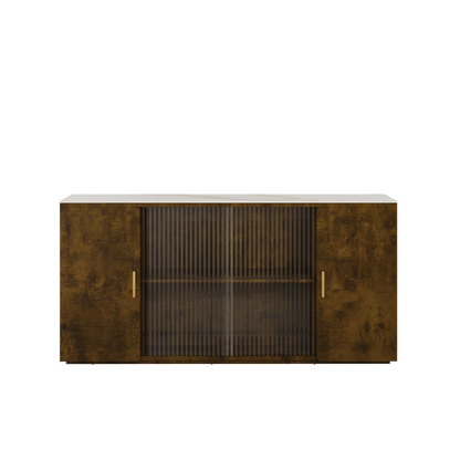 Asiya Wooden Side Cabinets with Glass Doors - White