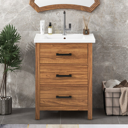 Freestanding Bathroom Vanity Cabinet with  Ceramic Basin Sink