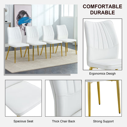 Baylor Dining Chairs with Golden Metal Leg (Set of 4) - White