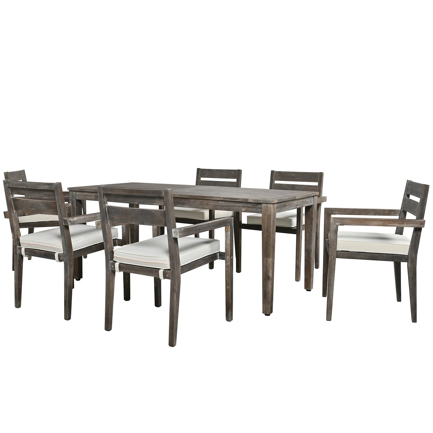 Carver Patio  Acacia Wood Outdoor Dining Table And Chairs Set - Gray