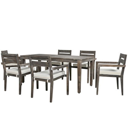 Carver Patio  Acacia Wood Outdoor Dining Table And Chairs Set - Gray
