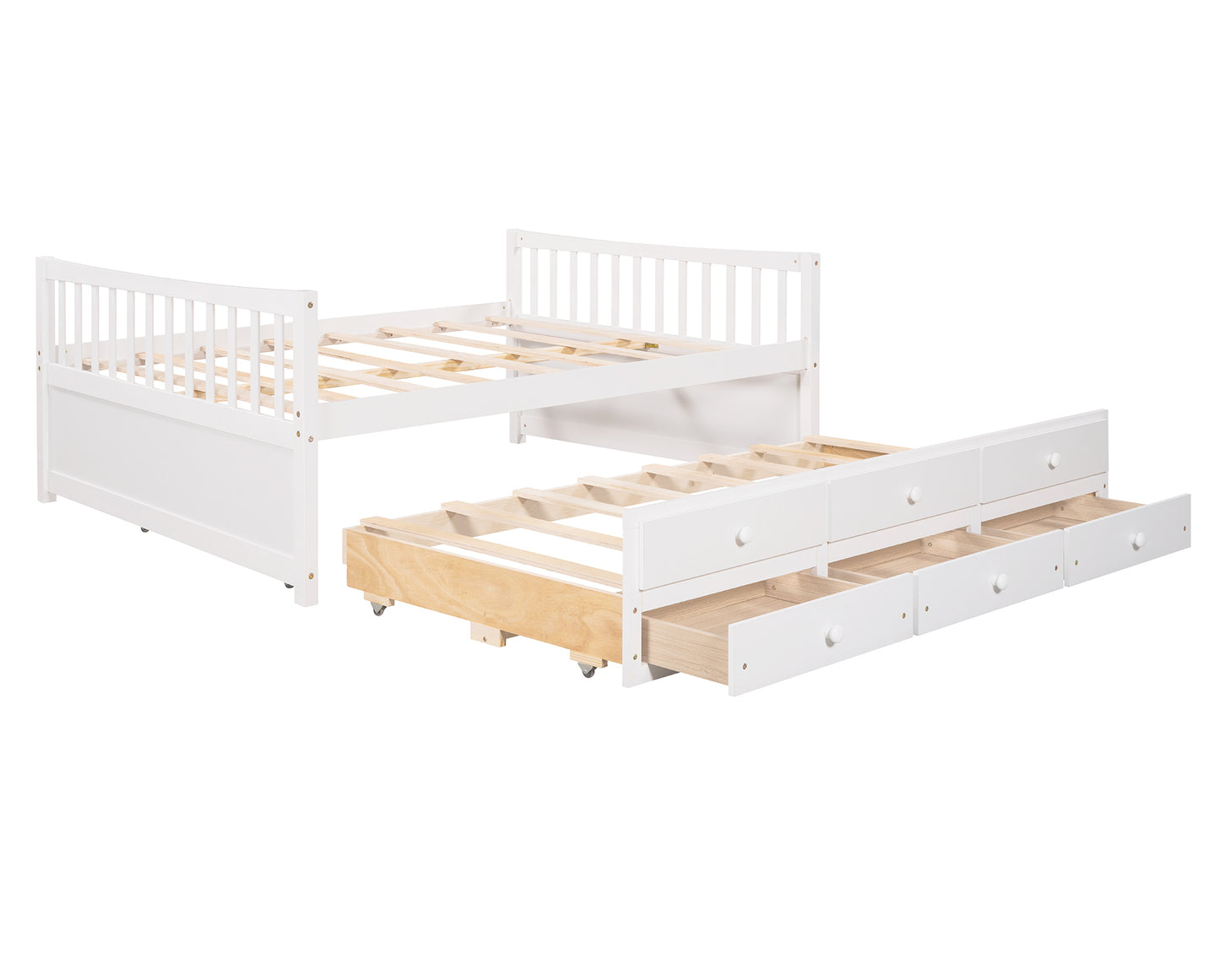 Xander Full Size Daybed with  Twin Size Trundle and Drawers - White