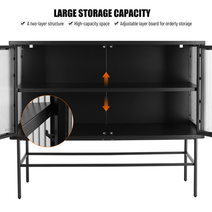 Pratt II Double Door Tempered Glass Sideboard - Black