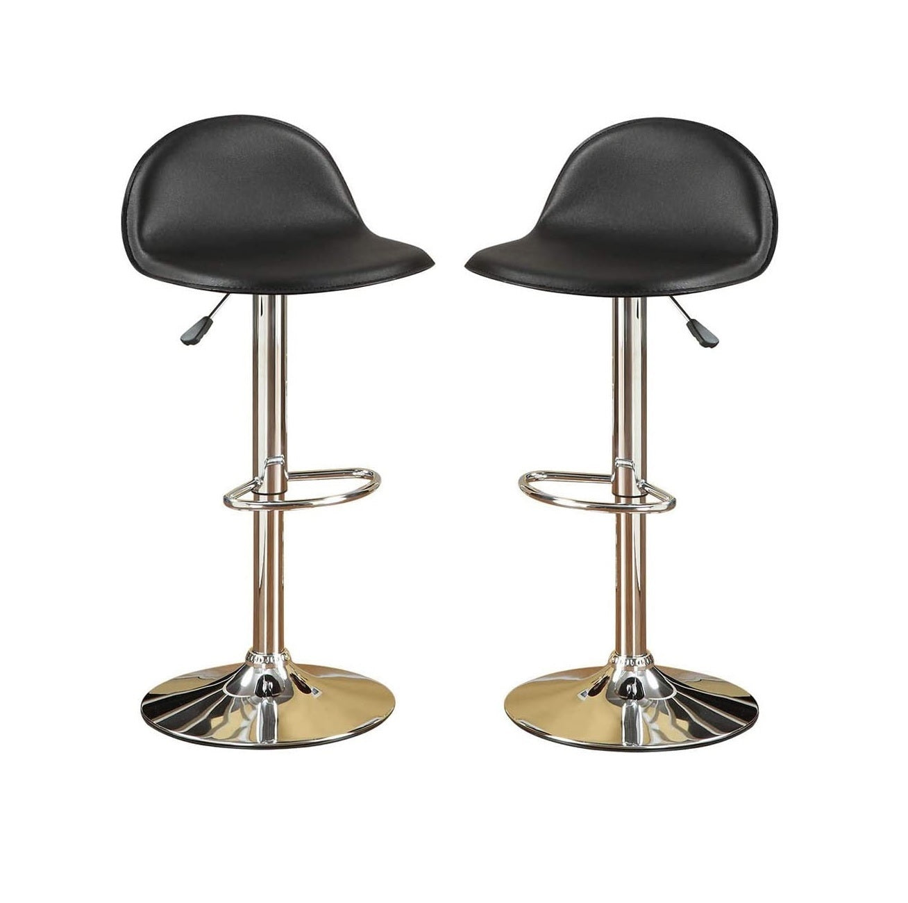 Faux Leather Stool Adjustable Height Chairs - Black Set of 2