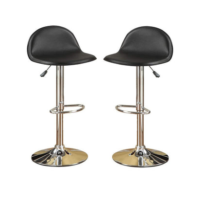 Faux Leather Stool Adjustable Height Chairs - Black Set of 2