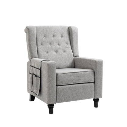 Cole Arm Pushing Fabric Recliner - Light Gray