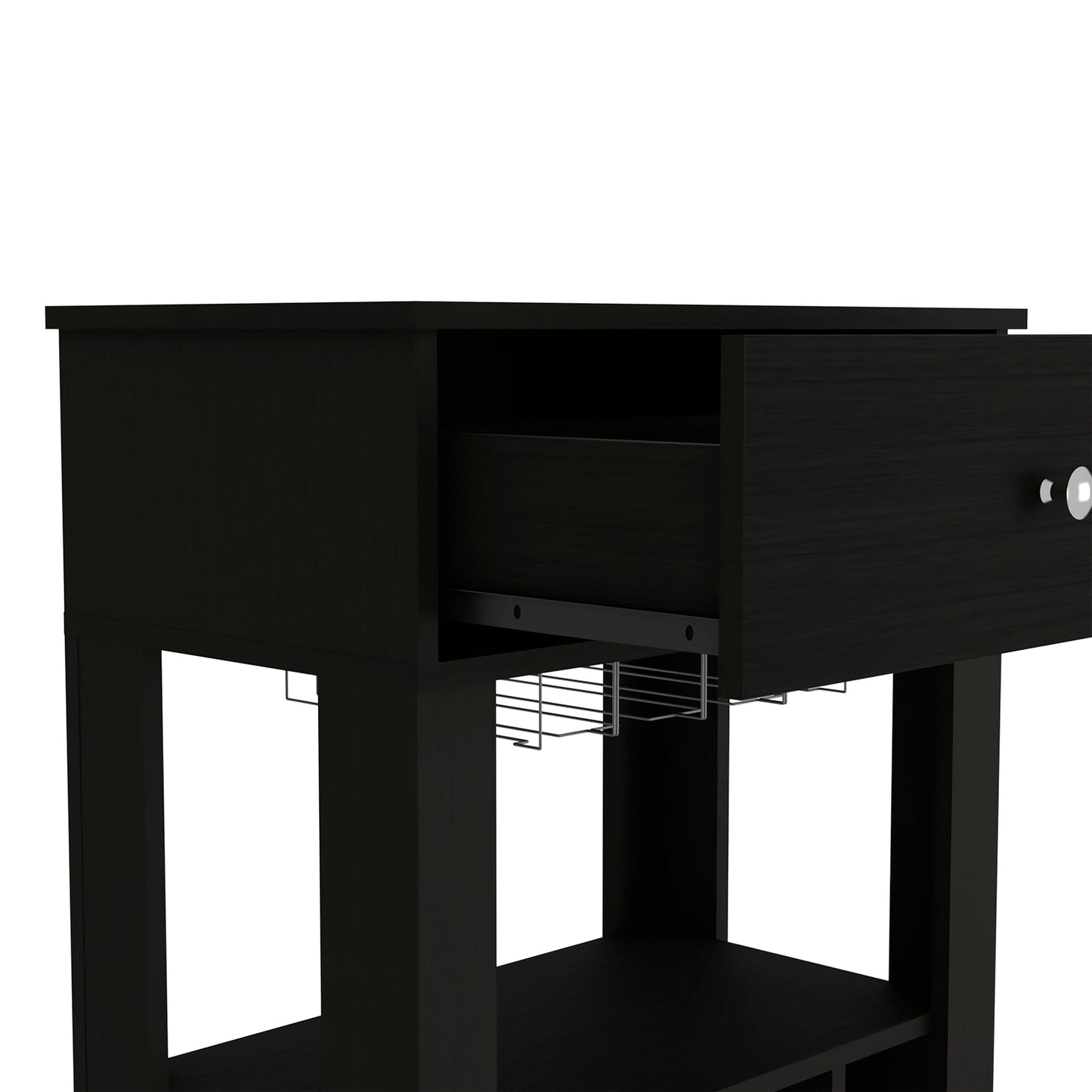 Minta Bar Cabinet With 2 Side Shelves - Black
