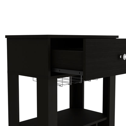 Minta Bar Cabinet With 2 Side Shelves - Black