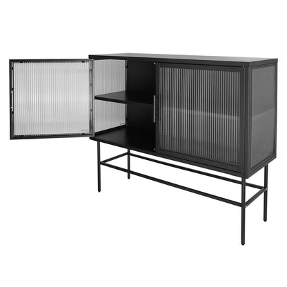 Pratt II Double Door Tempered Glass Sideboard - Black