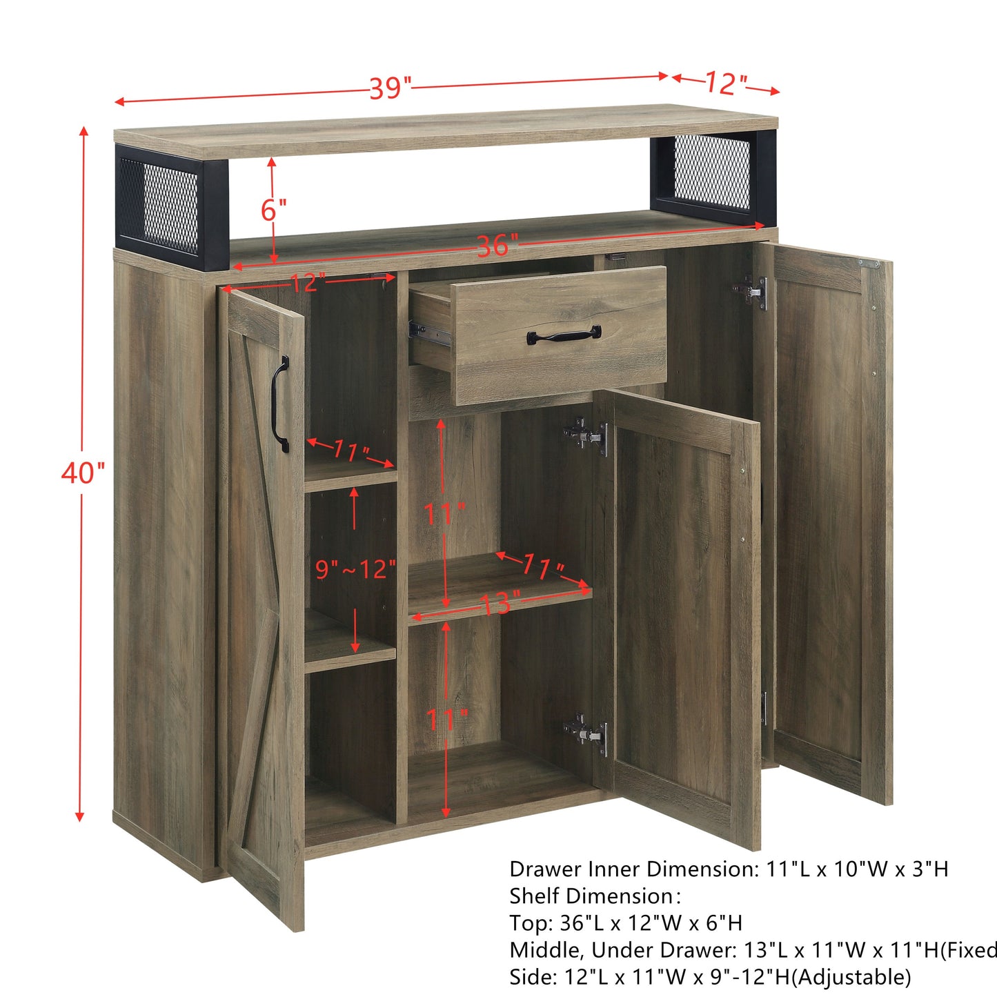 Abiram Server in Rustic Oak Finish