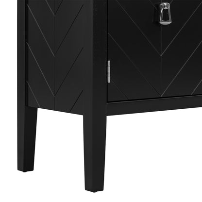 Briony Geometric Line Patterns Sideboard Buffet - Black