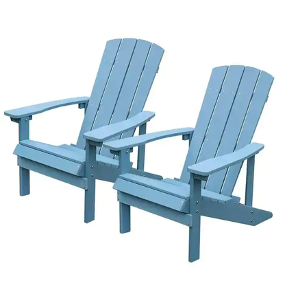 Aleta Patio Hips Plastic Adirondack Chair Lounger (2-Pack) - Lake Blue