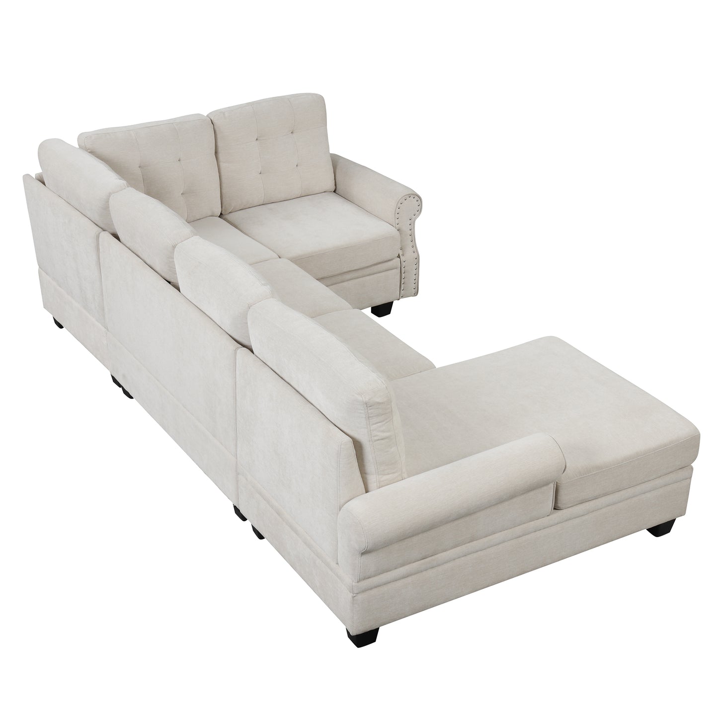 Aisha Modern U-Shaped Corner Sectional Sofa - Beige
