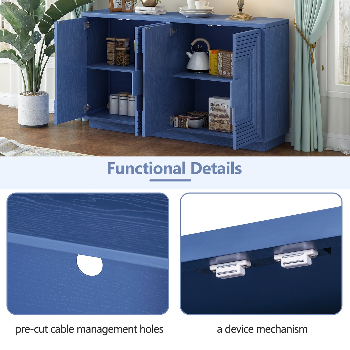 Alan Vintage Sideboard Buffet - Antique Navy Blue