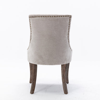 Harrison Dining Fabric Chair with Solid Wood Leg (Set of 2) - Beige