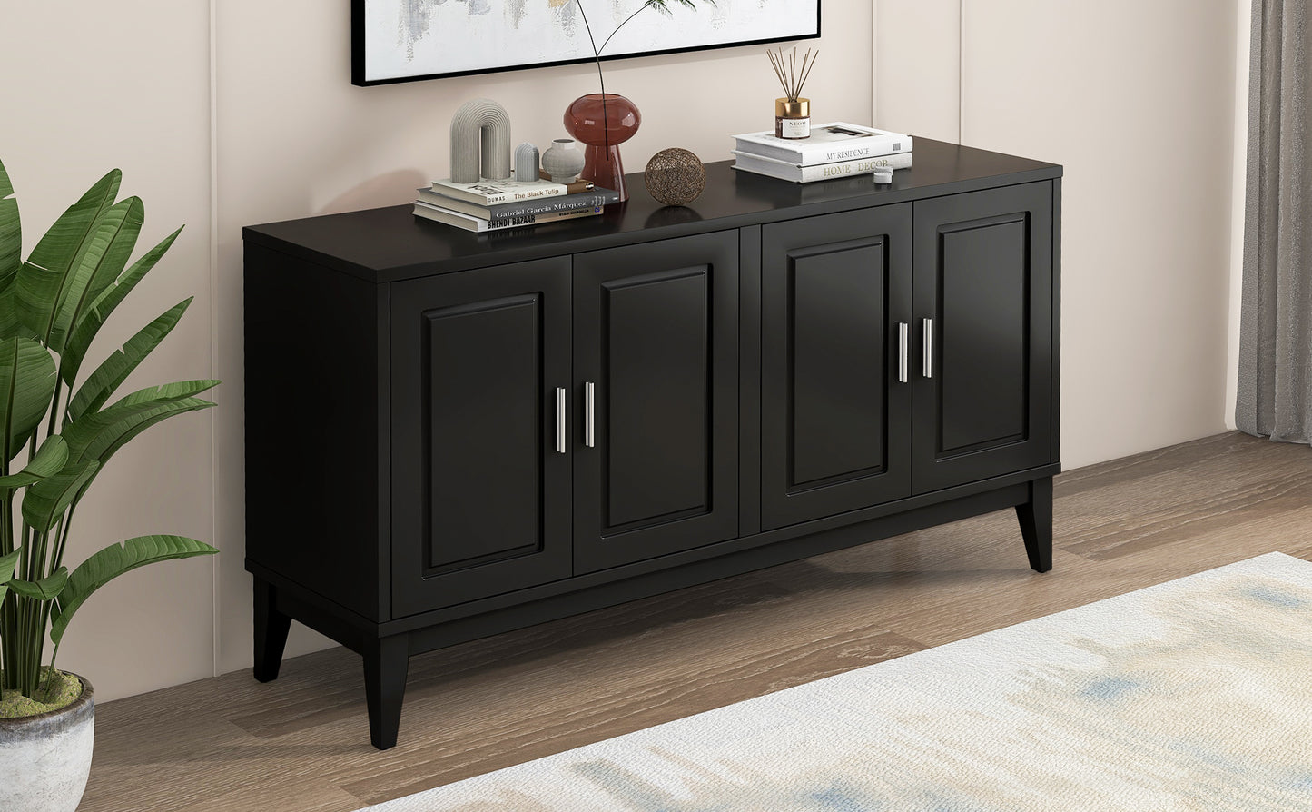 Sonia 4-Door Sideboard Buffet - Black