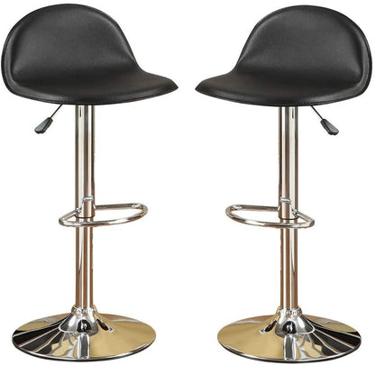 Faux Leather Stool Adjustable Height Chairs - Black Set of 2