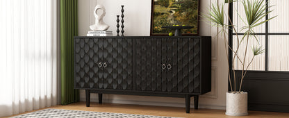 Celeste Convex Pattern Doors Sideboard Buffet - Black