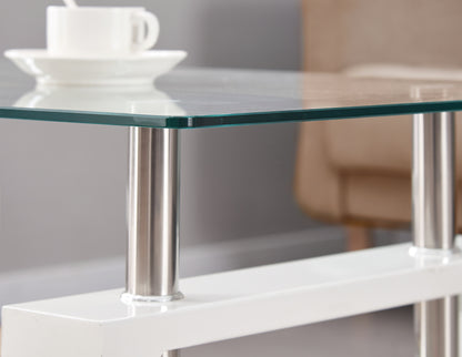 Pearl 2-Tier Coffee Table with Tempered Glass
