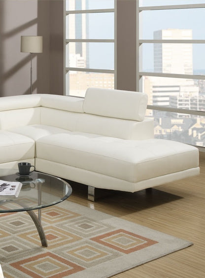 Akira Sectional Sofa Adjustable Headrest - White