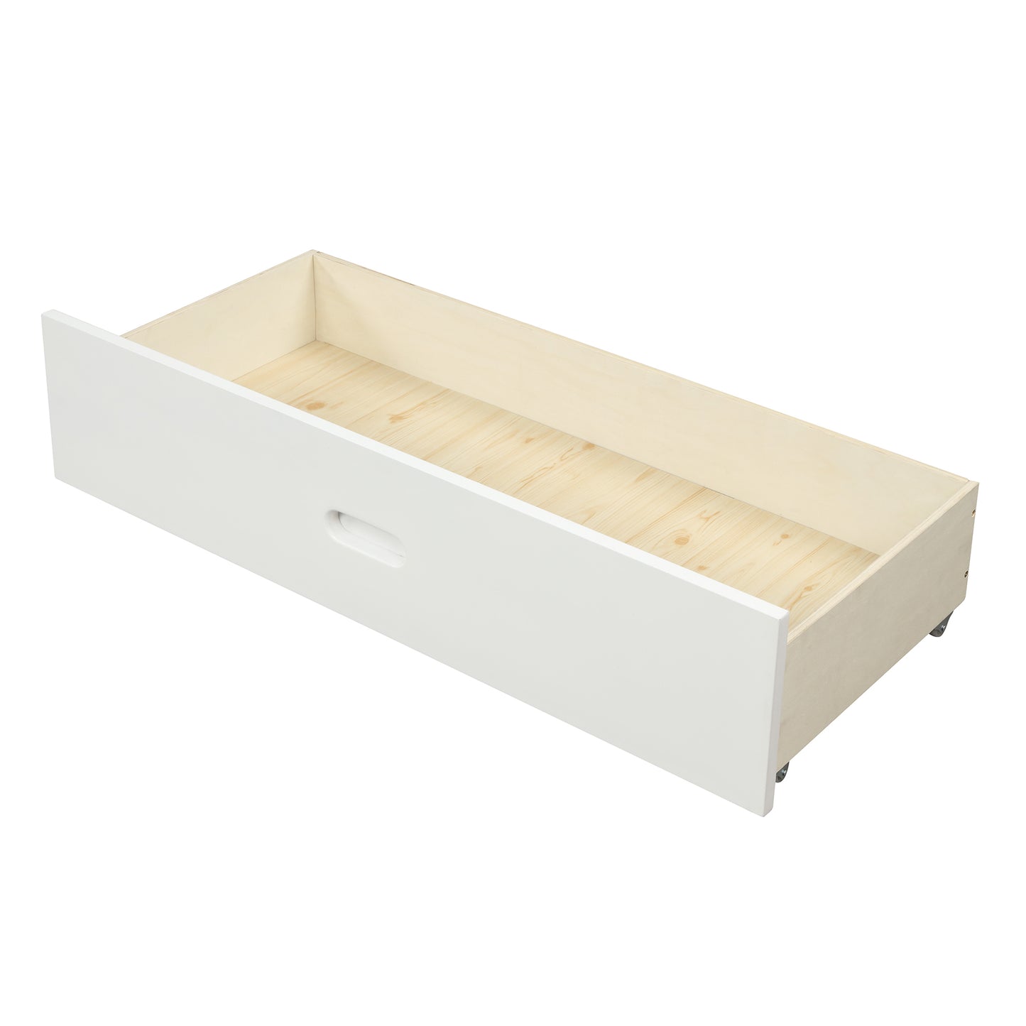 Cyril Twin Size Wood Platform Bed with Dual Drawers - White