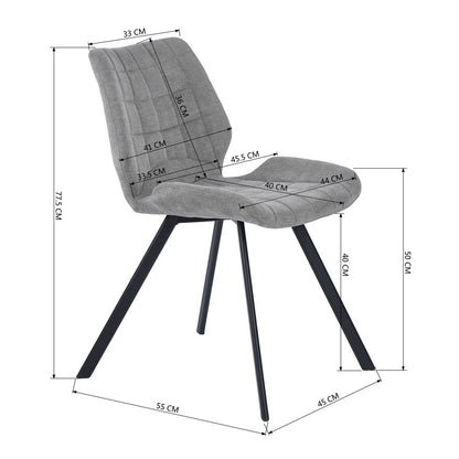 BuBu Fabric Dining Chairs (Set of 2) - Gray