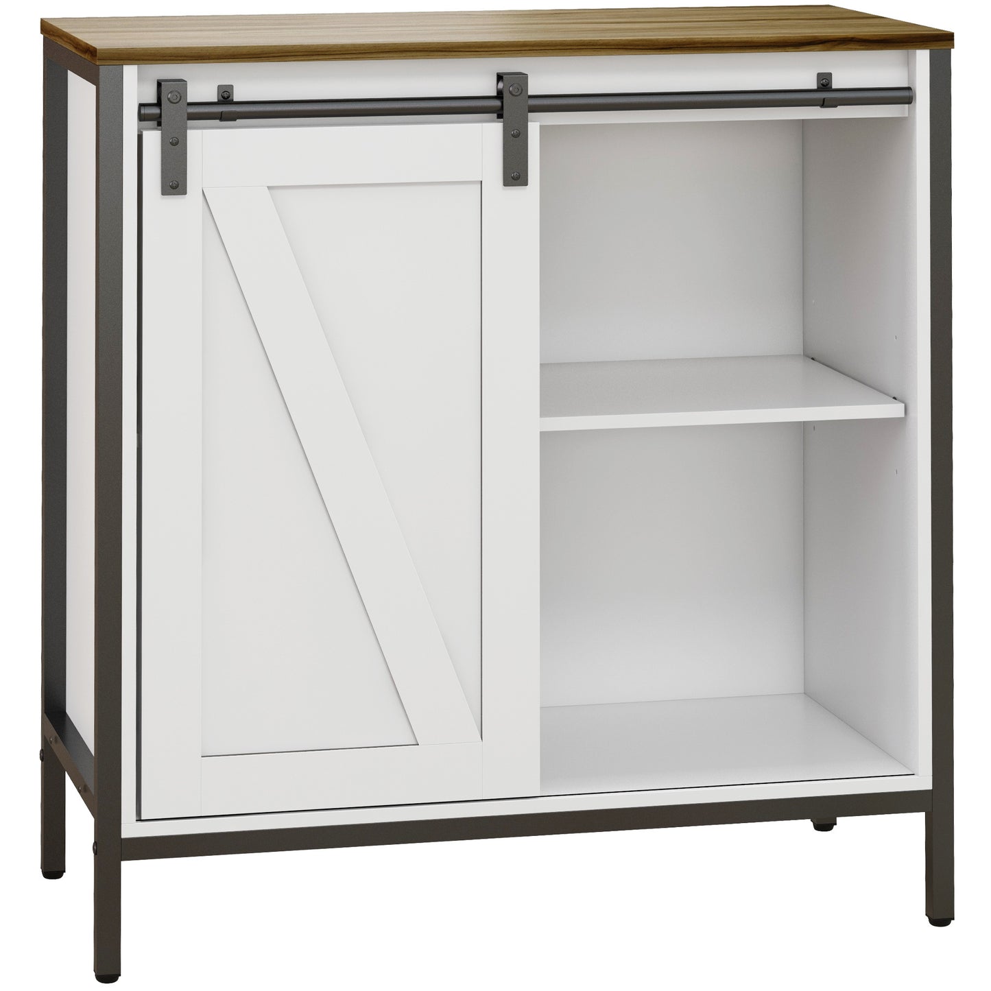 Belle Farmhouse Sideboard Buffet Cabinet - Brown+White