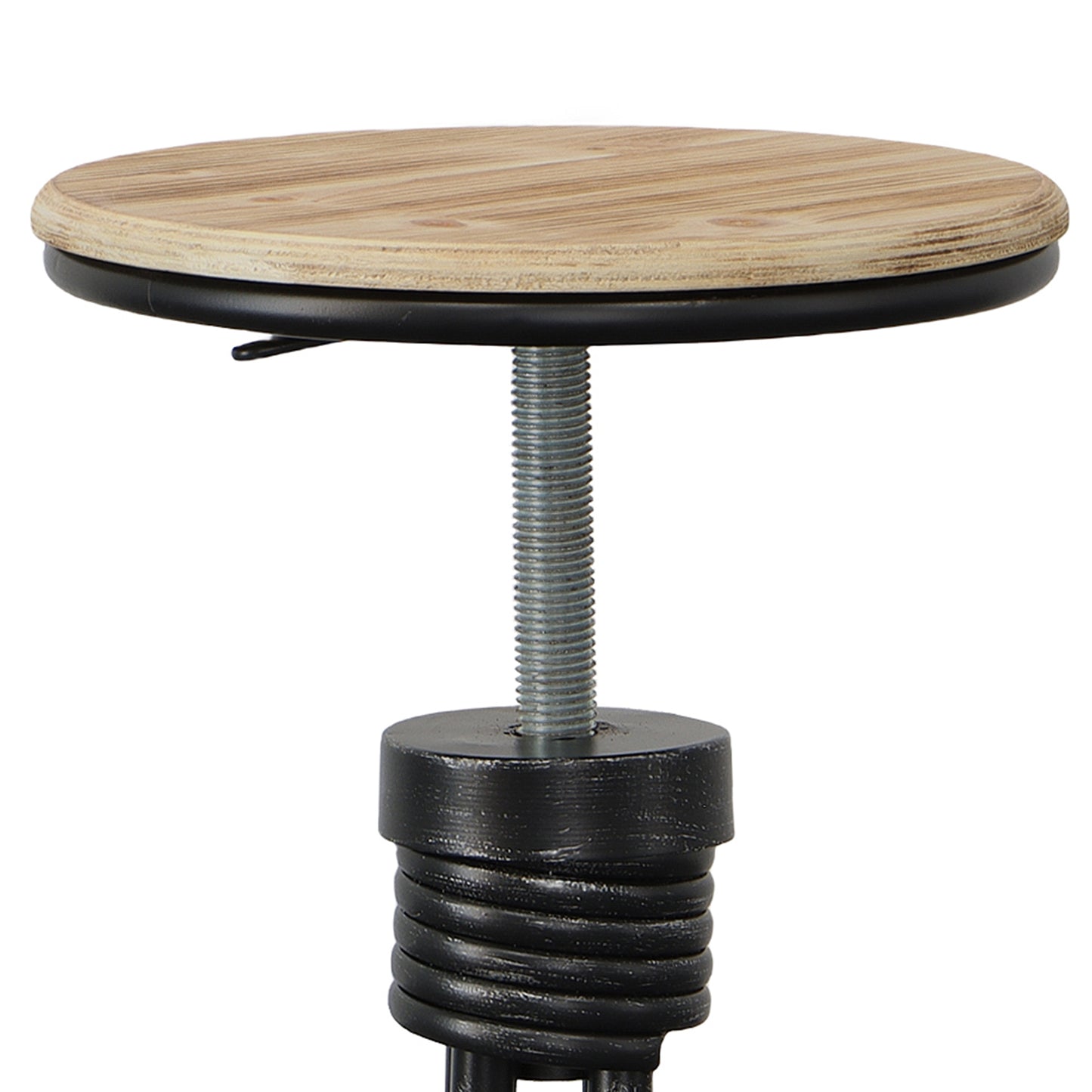 Twisted Vintage Metal Frame Swivel Counter Bar Stool with Round Seat - Black