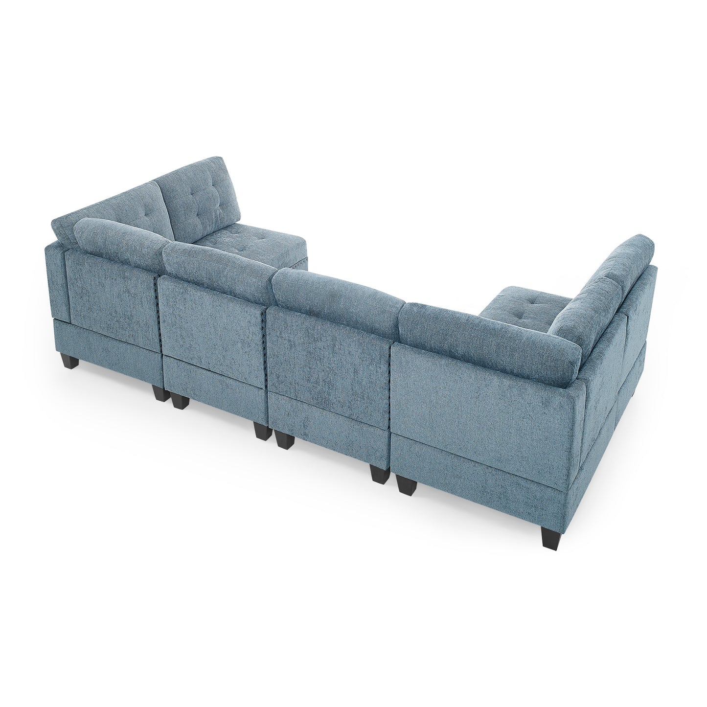 Molly Modular Sectional Sofa Four Single Chair and Two Corner - Navy Blue