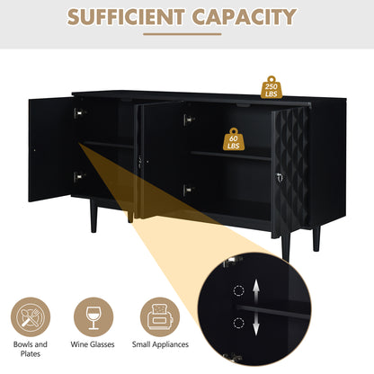Celeste Convex Pattern Doors Sideboard Buffet - Black