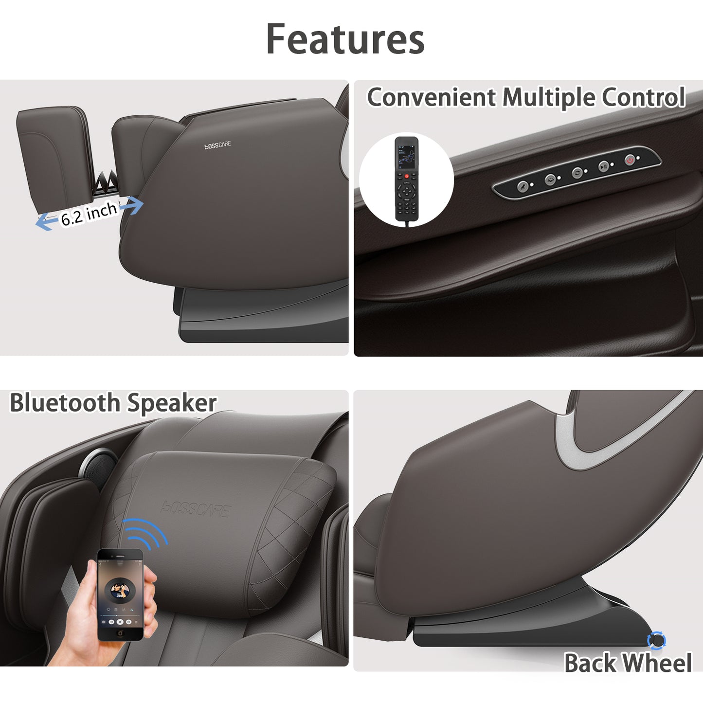 Soothe Sculpt Full Body Airbag Massage Recliner with Bluetooth Speaker - Black