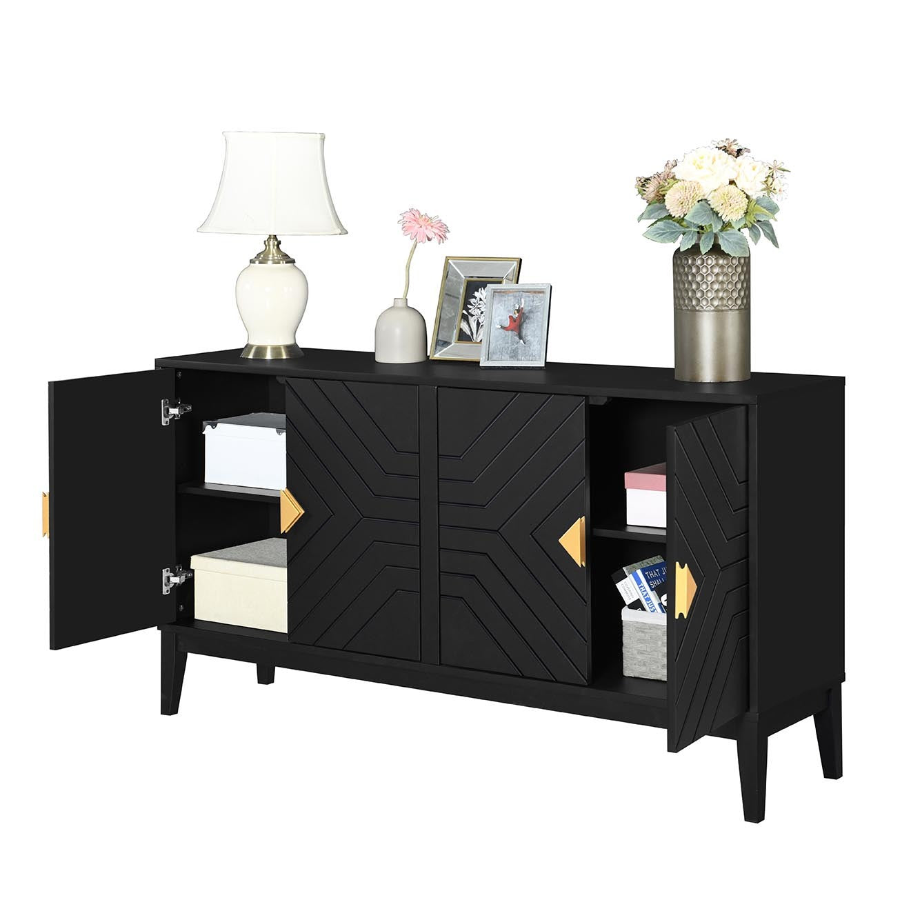 Dalton 4-Door Sideboard Buffet - Black