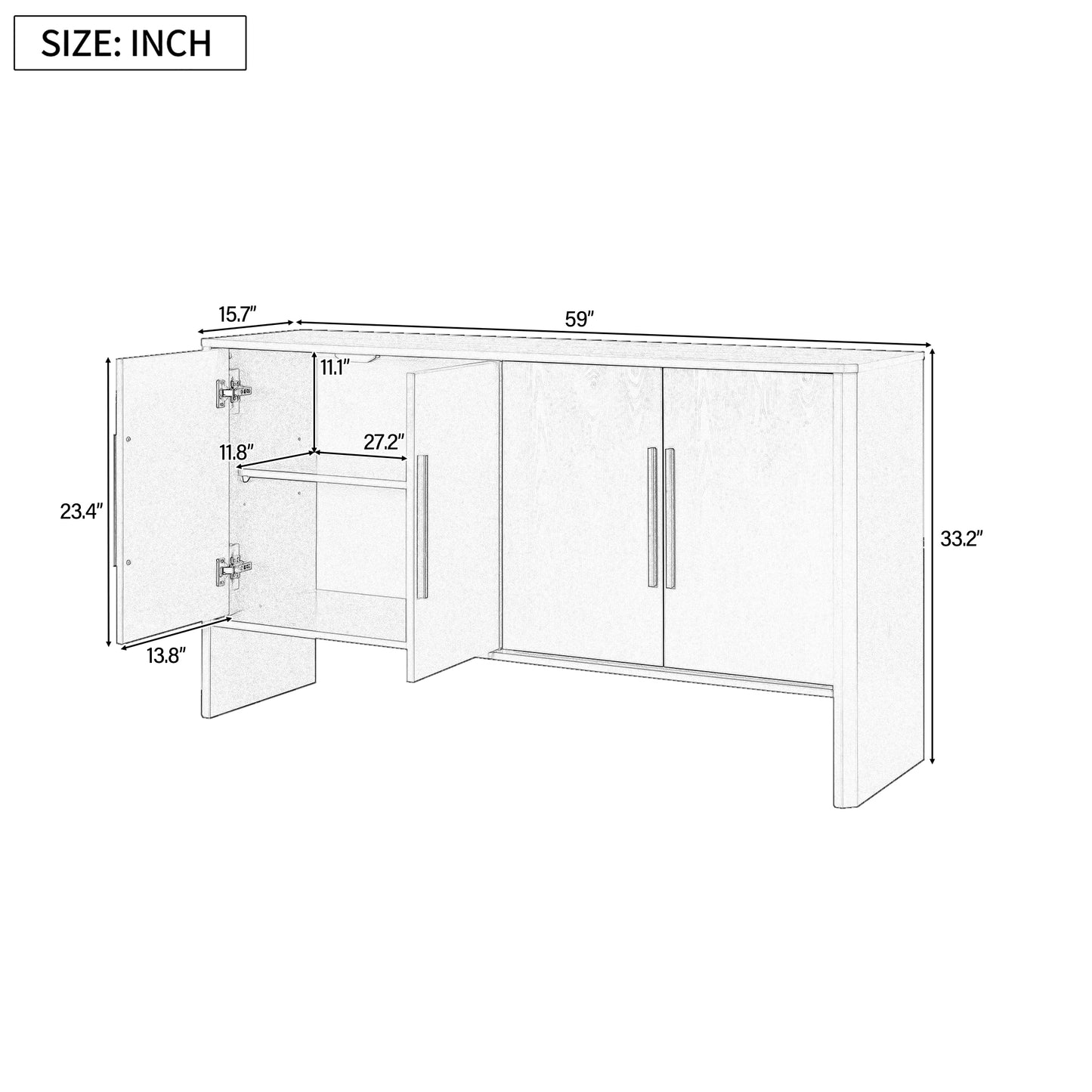 Miya Retro Sideboard Buffet - Espresso