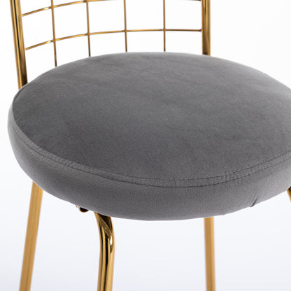 Retro Luxury Velvet  High Bar Stool  - Gray Set of 2
