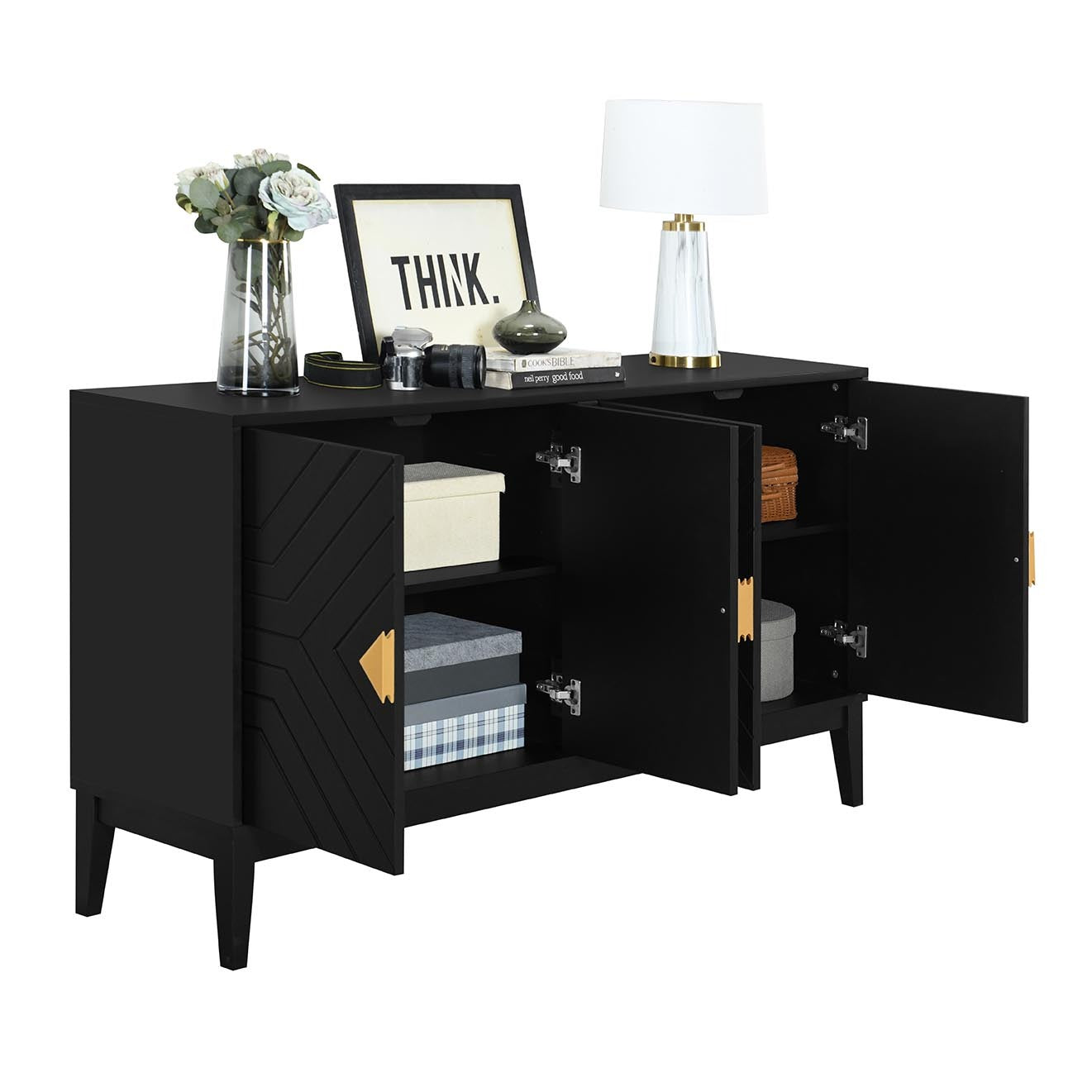 Dalton 4-Door Sideboard Buffet - Black