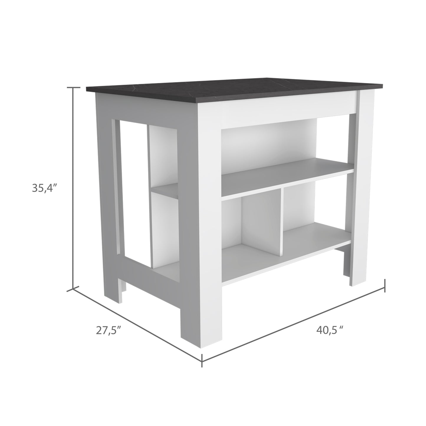 Prep Pro Center Kitchen Island  - White / Onyx