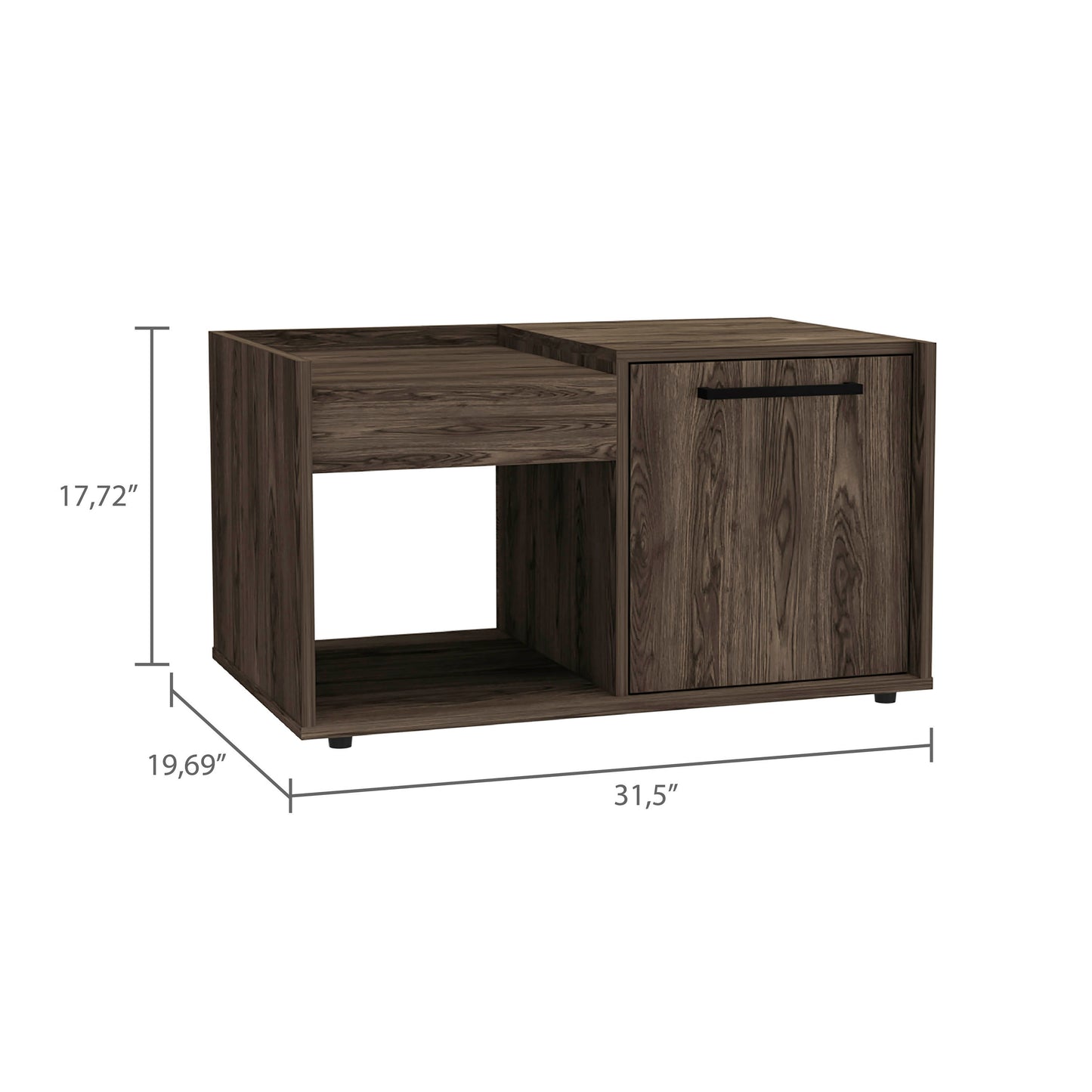 Lana Single Door Cabinet  Coffee Table -  Dark Walnut