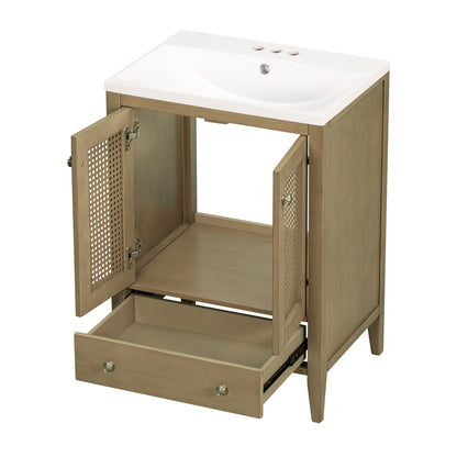 Rattan 24" Bathroom Vanity with Ceramic Basin